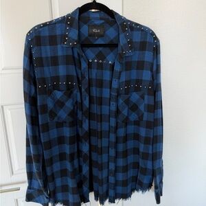 Rails Blue and Black Plaid Button Down Shirt